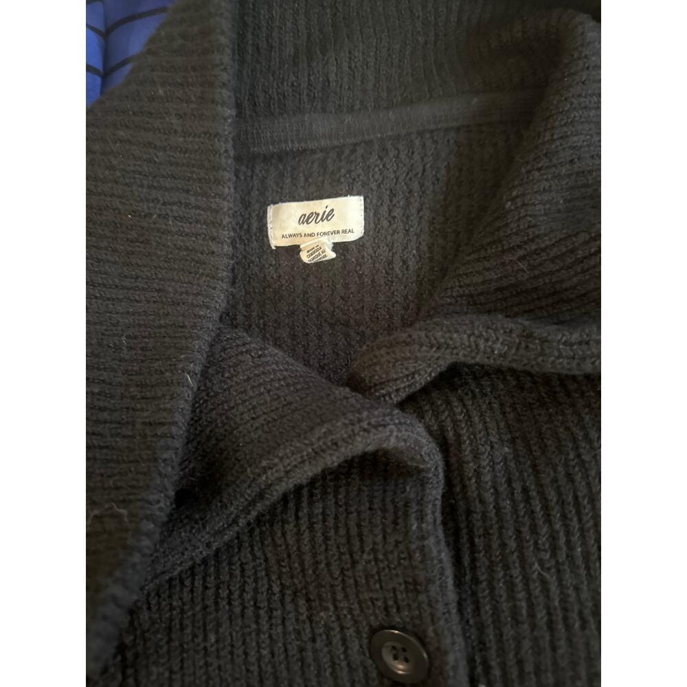 AERIE CozyUp Waffle knit button up oversized slouchy pullover sweater M - Picture 2 of 5